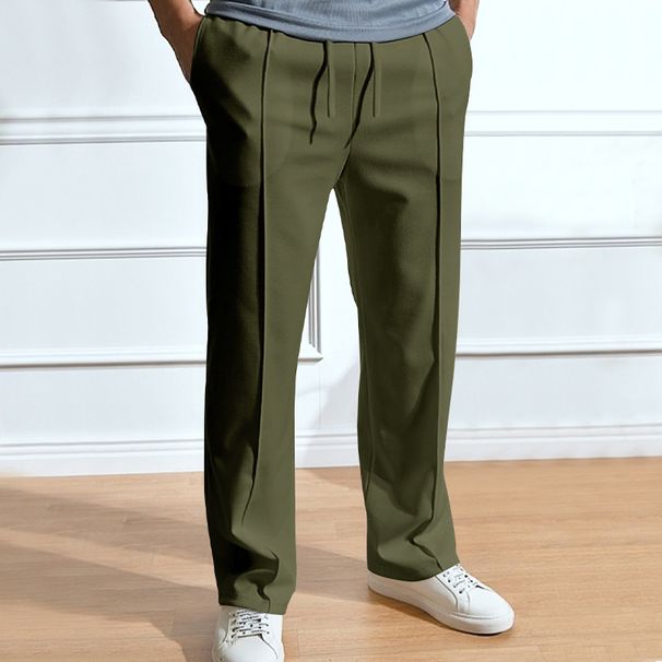 Men's Clothing New Men's Casual Trousers Men's Solid Color Sports High Waist Drawstring Trousers Large Size_viptrois.com