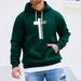 2025 Black And White Cross Pattern Print Sweater Men's Creative Graphic Design Hoodie Men's Micro-bend Hoodie_viptrois.com