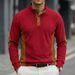 Men's Corduroy Polo Shirt – Relaxed Fit Long-Sleeve Ribbed Collar Shirt (White/Red/Green/Blue/Beige/Brown, Sizes S-Xxxl)_viptrois.com