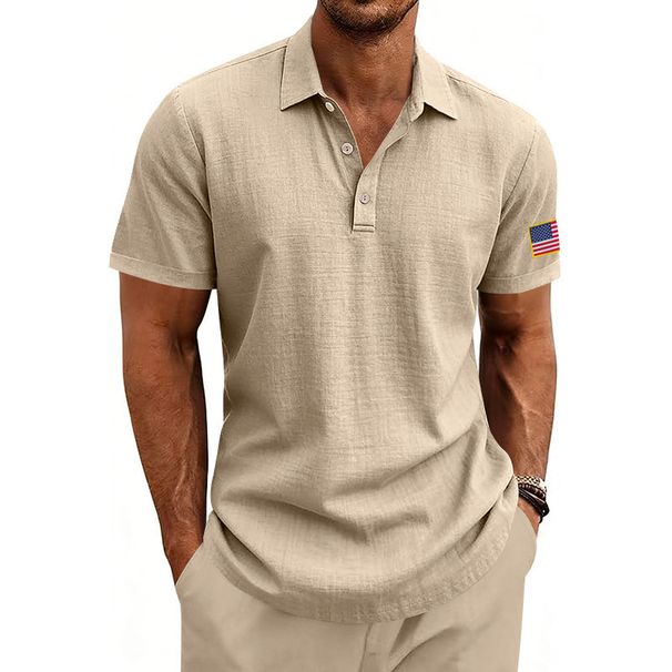Men's Light Luxury Casual Shirt Loose Breathable American Style Summer Vacation Top European Size Linen Short Sleeve T-Shirt_viptrois.com