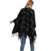 Unisex Cape Spring and winter woven acrylic large plaid tassel split cape_viptrois.com