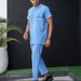 Men's Clothing New Blue Short Sleeved Loose Men's Suit_viptrois.com