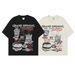 Men's Clothing Retro Style Film Like Hamburger Fries Print Summer Loose Short Sleeved Ins Unisex_viptrois.com