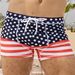 Men's Sports Swim Trunks Flat Angle Star & Stripe Print Quick-Dry Anti-Exposure Swim Shorts_viptrois.com