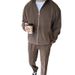 Men’s Clothing Suits Casual Lapel Zipper Solid Color Jacket And Trousers Two Piece Suit_viptrois.com