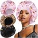 Wide Brim Women's Pullover High Elasticity Beauty Chemotherapy Hat Butterfly Flower Print Satin Sleep Cap_viptrois.com