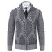 "Men’s Fleece-Lined Stand Collar Knit Sweater – Slim-Fit Long Sleeve Pullover With Breathable Polyester Blend & Wrinkle-Free Finish_viptrois.com