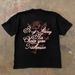 New Hip-Hop American Style Trendy Brand Design Floral Letter Print Short Sleeve Men's Street Loose Cotton T-Shirt_viptrois.com