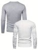 Men's Long Sleeved Round Neck Black T-shirt Top Loose 100 Cotton Tops Pik K 2pcs Set_viptrois.com