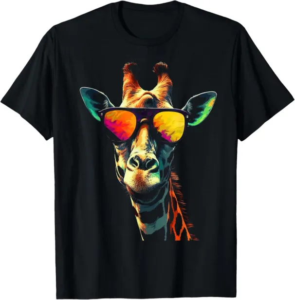 Giraffe Artwork Sunglasses Animal T-Shirt Mens Womens Tees Top_viptrois.com
