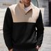 Men’s Color-Block Quarter-Zip Sweatshirt – Thermal Lined Polyester Pullover (Windproof, 4 Colorways, S-XXXL)_viptrois.com