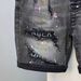 Men's Clothing Ins Trendy Big Hole Denim Shorts Summer New Style Personalized Patch Ink Splash High Street Slim Pants_viptrois.com