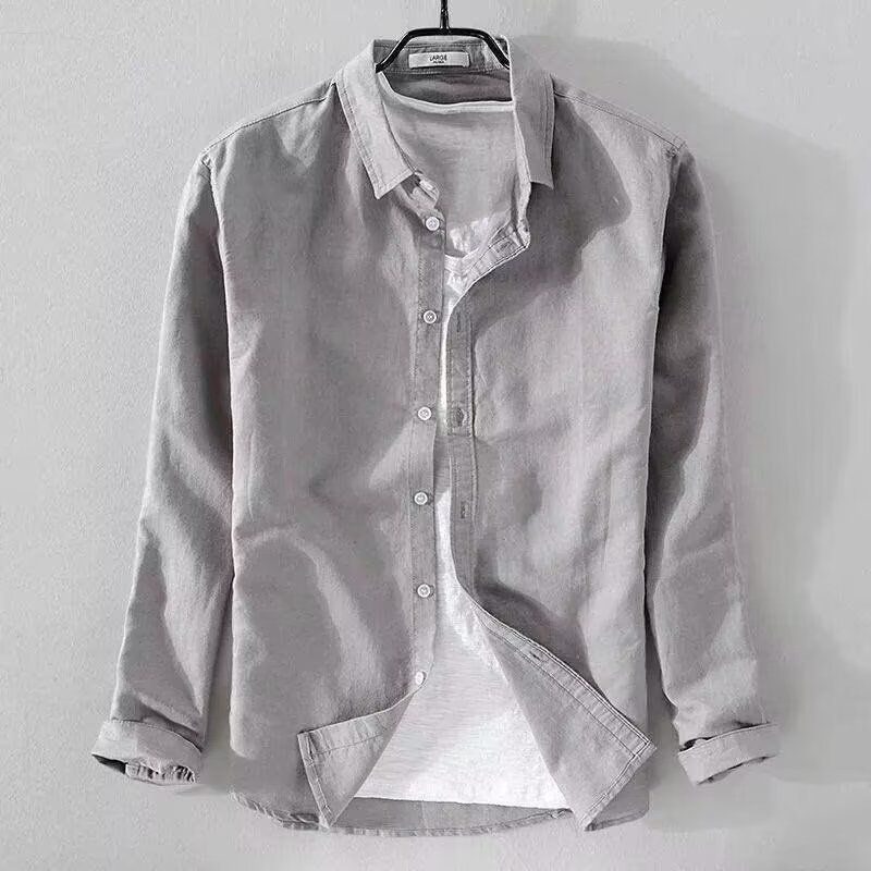 Men's Linen Short-Sleeve Shirt – Korean-Inspired Relaxed Fit, Casual Summer Overshirt (M-5XL, 6 Colors)_viptrois.com