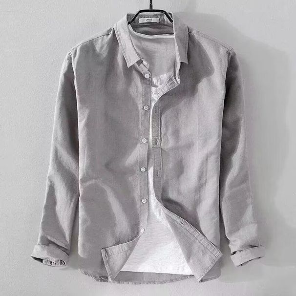 Men's Linen Short-Sleeve Shirt – Korean-Inspired Relaxed Fit, Casual Summer Overshirt (M-5XL, 6 Colors)_viptrois.com