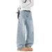 Men’s Vintage Washed Distressed Jeans – Light/Dark Blue, Loose Straight Fit, American-Style Denim Pants (S-XXXL)_viptrois.com