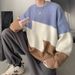 Loom Loom Winter Fashion Trend Ins Hong Kong Color-Block Thick Sweater Men's Korean Version Trendy Patchwork Forest Style Knitted_viptrois.com