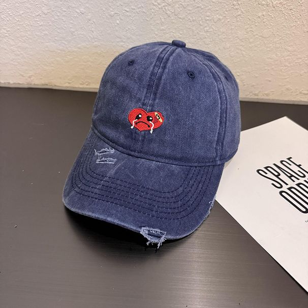 Crying love washed cotton baseball cap for women summer sun protection outdoor leisure old duckbill cap to make your face look smaller_viptrois.com