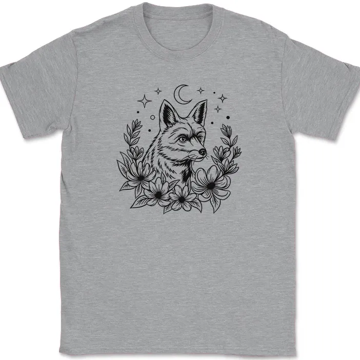 Fox In Flowers T-Shirt Mens Womens Tees Top Funny Beautiful Animal Graphic Tee Gift Trendy Humor_viptrois.com