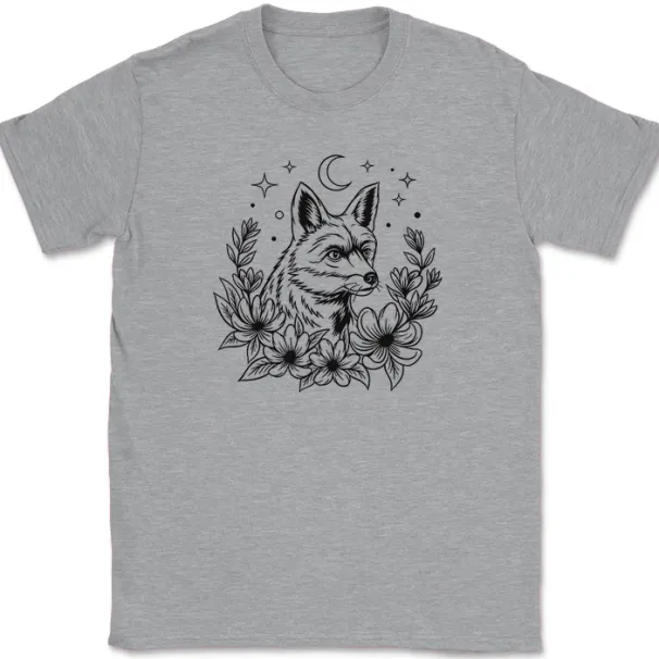 Fox In Flowers T-Shirt Mens Womens Tees Top Funny Beautiful Animal Graphic Tee Gift Trendy Humor_viptrois.com