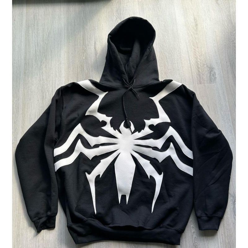 Men's Clothing European And American Autumn And Winter Foreign Trade Dark Street Trend Spider Print Men And Women Hooded Pullover Sweatshirt Wholesale_viptrois.com