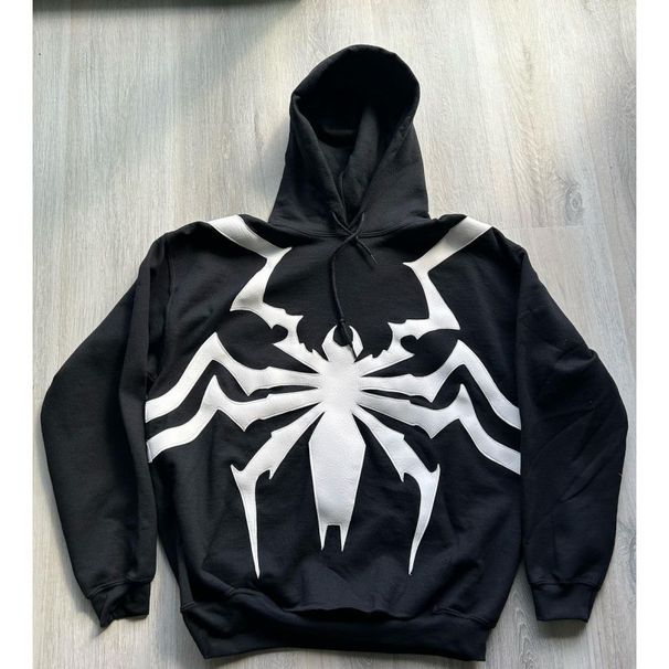Men's Clothing European And American Autumn And Winter Foreign Trade Dark Street Trend Spider Print Men And Women Hooded Pullover Sweatshirt Wholesale_viptrois.com