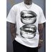 Manfinity ZONE917 Camiseta Estilo Callejero Blanca Hombre Manga Corta Con Patrón De Boca En Blanco Y Negro, Adecuada El_viptrois.com
