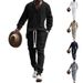 Men's Casual Long Pants & V-Neck Knit Sweater Set - Comfortable Cotton Blend Autumn Outfit For Stylish Men (White, Navy, Khaki, Light Gray, Black)_viptrois.com