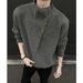 Cross-Border Irregular Button Design High Neck Sweater Men Korean Style Trendy Brand Cool Lazy Oversize Knitwear_viptrois.com