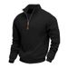 Men's Heavyweight Fleece Half-Zip Sweatshirt - Thermal Lined Stand Collar Pullover For Winter, Breathable Athletic Top (Black, Charcoal_viptrois.com