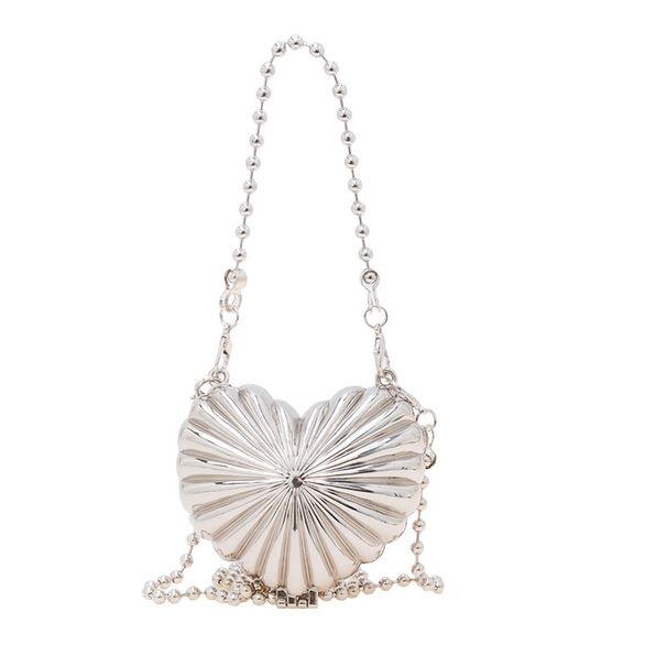 Women's Clutches Bags Zinc Alloy Mini Bag, Metal Shell Bag, Children's Bag, Fashionable Heart-shaped Mouth Red Envelope, Makeup Bag_viptrois.com