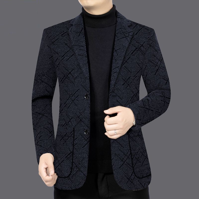 1 Autumn Winter Middle-aged Men's Woolen Thickened Blazer Single Shoulder Jacket Dad's Commuting Style_viptrois.com