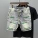 Brand Personalized Green Letter Embroidered Cowboy Shorts For Men In 2024 Summer, Thin Style, Trendy And Handsome, Slim_viptrois.com