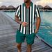 Men's Clothing Waffle Texture Polo & Shorts Set - Breathable Summer Athletic Outfit For Casual Sports & Daily Wear_viptrois.com
