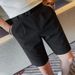 Men's Summer Slim Fit 5-Inch Dress Shorts – Subtle Pinstripe Luxury Casual Trousers (Breathable Polyester, Micro-Stretch, British-Inspired Tailoring)_viptrois.com