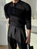 Spring And Autumn New Long Sleeve Knitted Sweater Men's Light Mature Slim Fit T-shirt_viptrois.com