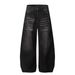 Vintage Black Washed Distressed Jeans 90s Baggy Wide-Leg Denim Pants With Cat Whisker & Crooked Blade Wash, Streetwear High Waist Relaxed Fit_viptrois.com