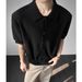 Men's Old Money Style Button Down Knit T-Shirt Trendy Brand Solid Color Casual Short Sleeve Summer Simple Collared Top_viptrois.com
