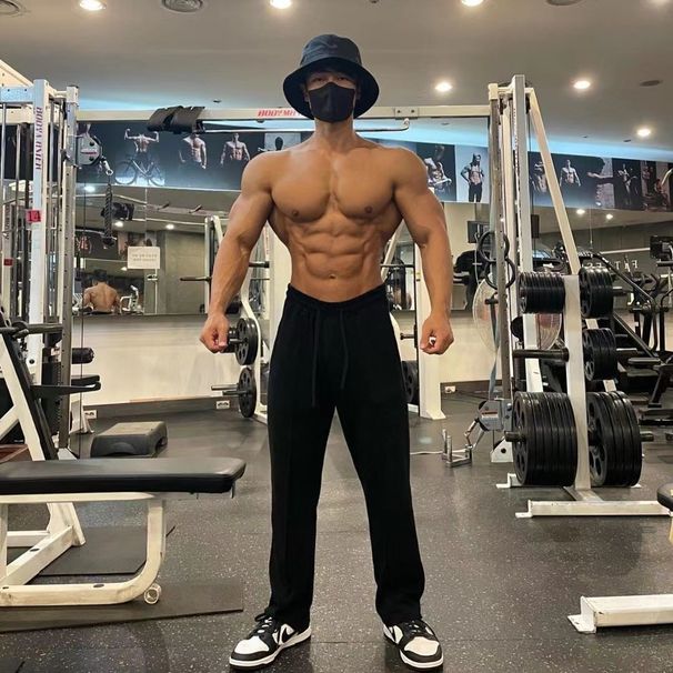 American Style Gray Sweatpants Sports Fitness Straight Spring Autumn Training Loose Fit High Street Trendy Brand Long_viptrois.com