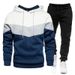 2025 New Fashion Cross-Border Trade Men's Sweatshirt Casual Sports Color Block Autumn Winter Hooded Set_viptrois.com