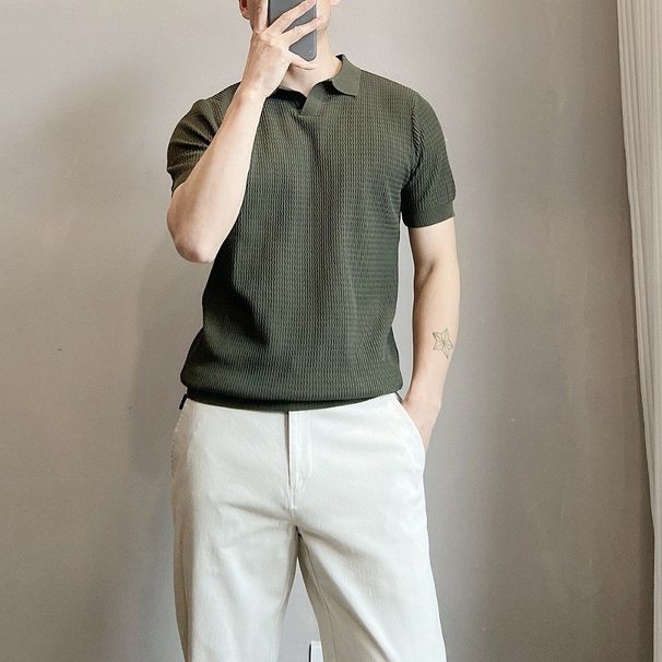 Men's Slim-Fit Ice Silk Polo Shirt – Breathable Short-Sleeve Business Casual Top (M-3XL, Moisture-Wicking, Lightweight, Machine Washable)_viptrois.com