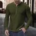 Men’s Striped Henley Shirt – Long Sleeve Corduroy Button-Up For Casual & Smart-Casual Wear (S-3XL, Yellow/Burgundy/Green/Navy)_viptrois.com