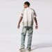 Men's Clothing High Street Washed Loose Straight Raw Edge Stitching Pants_viptrois.com