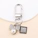Fashionable Exquisite Pearl Diamond Snowflake Bow Keychain Bag Pendant Girlfriends Friends Memorial Gift_viptrois.com