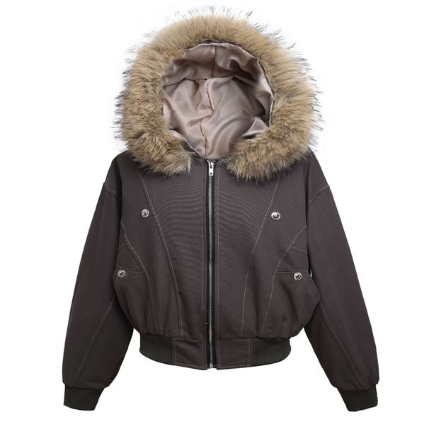 Vintage Streetwear Hooded Puffer Jacket For Men – Retro Metal Buckle Design, Heavyweight Polyester Fill, Oversized Fit (M-XL, 3 Colors)_viptrois.com