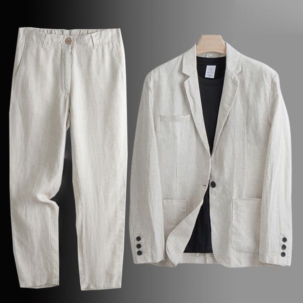 Men's Clothing Linen Suit Men's Summer Thin Pants Top Thin Jacket Men's Cotton And Linen Casual Suit Men's Spring And Autumn_viptrois.com