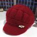 Autumn Winter New Women's Pumpkin Fleece Lined Thickened Granny Knitted Stylish Fashion Short Brim Beret Hat_viptrois.com