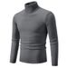 Men's Clothing Turtleneck Sweater Men's Slim Fit High Neck Sweater - Lightweight Knit Pullover For Casual Wear, Solid Color Turtleneck Top_viptrois.com