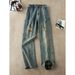 Men's Clothing Men's Retro Blue Shark Gill Ripped Jeans High Street Style Summer Wide Leg Straight Trousers_viptrois.com