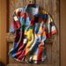 Men's Vintage Print Short Sleeve Shirt, Relaxed Fit Cuban Collar Hawaiian Shirt For Summer, Breathable Polyester Casual Vacation Top_viptrois.com