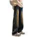 Washed Embroidered Jeans Men's 2025 New Spring And Autumn Season American High Street Retro Old High Street Wide-leg Trousers_viptrois.com
